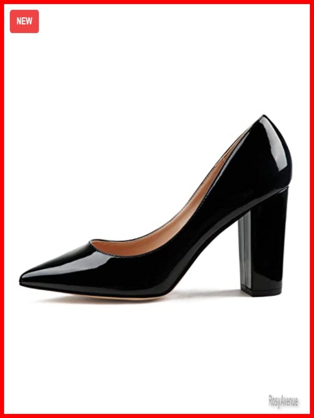 Chunky Heels Pointed Toe Pumps Women Block Heel Pull-On